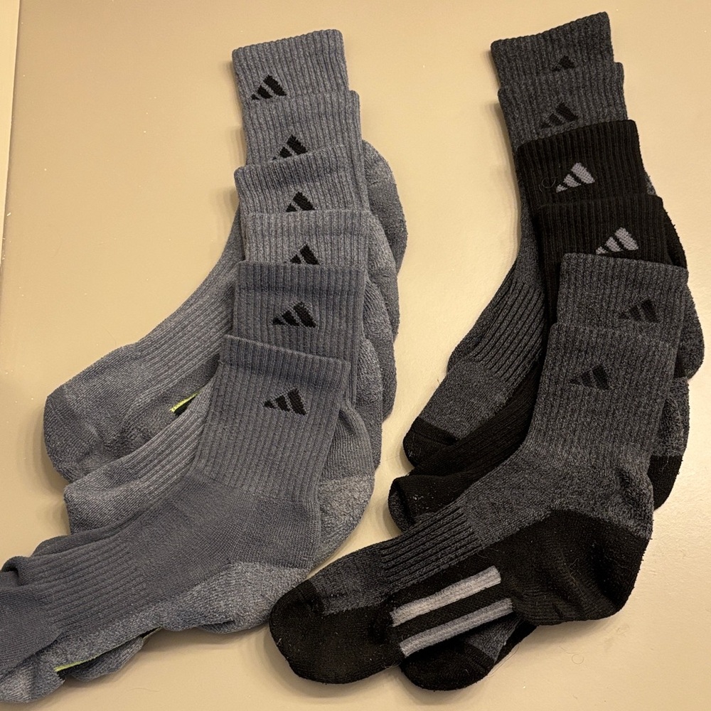 Bundle of Adidas Socks. 6 pairs!! Black and gray.